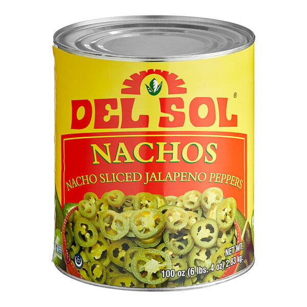 Del Sol Nacho Sliced Jalapeno Peppers #10 Can - 6/Case