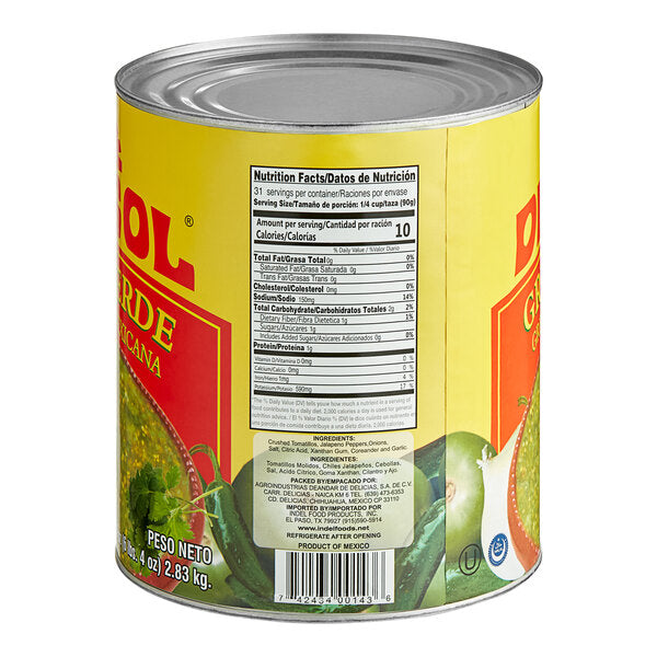Del Sol Salsa Verde Green Mexican Salsa #10 Can - 6/Case