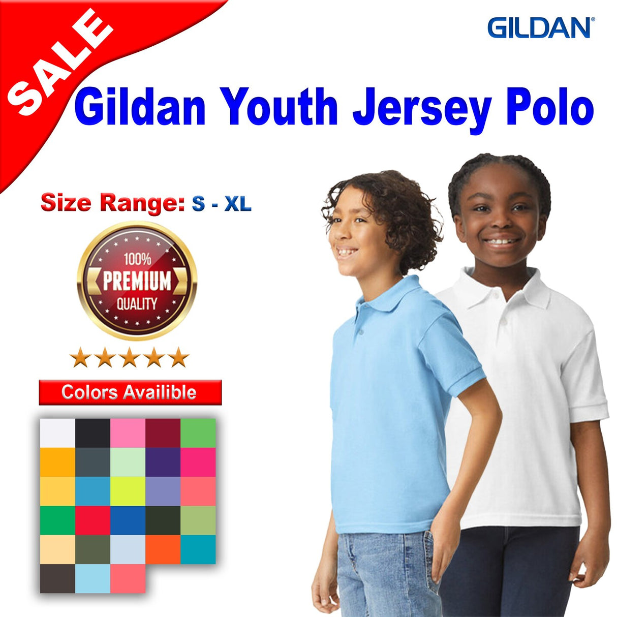 Gildan® Youth Short Sleeve Jersey Polo