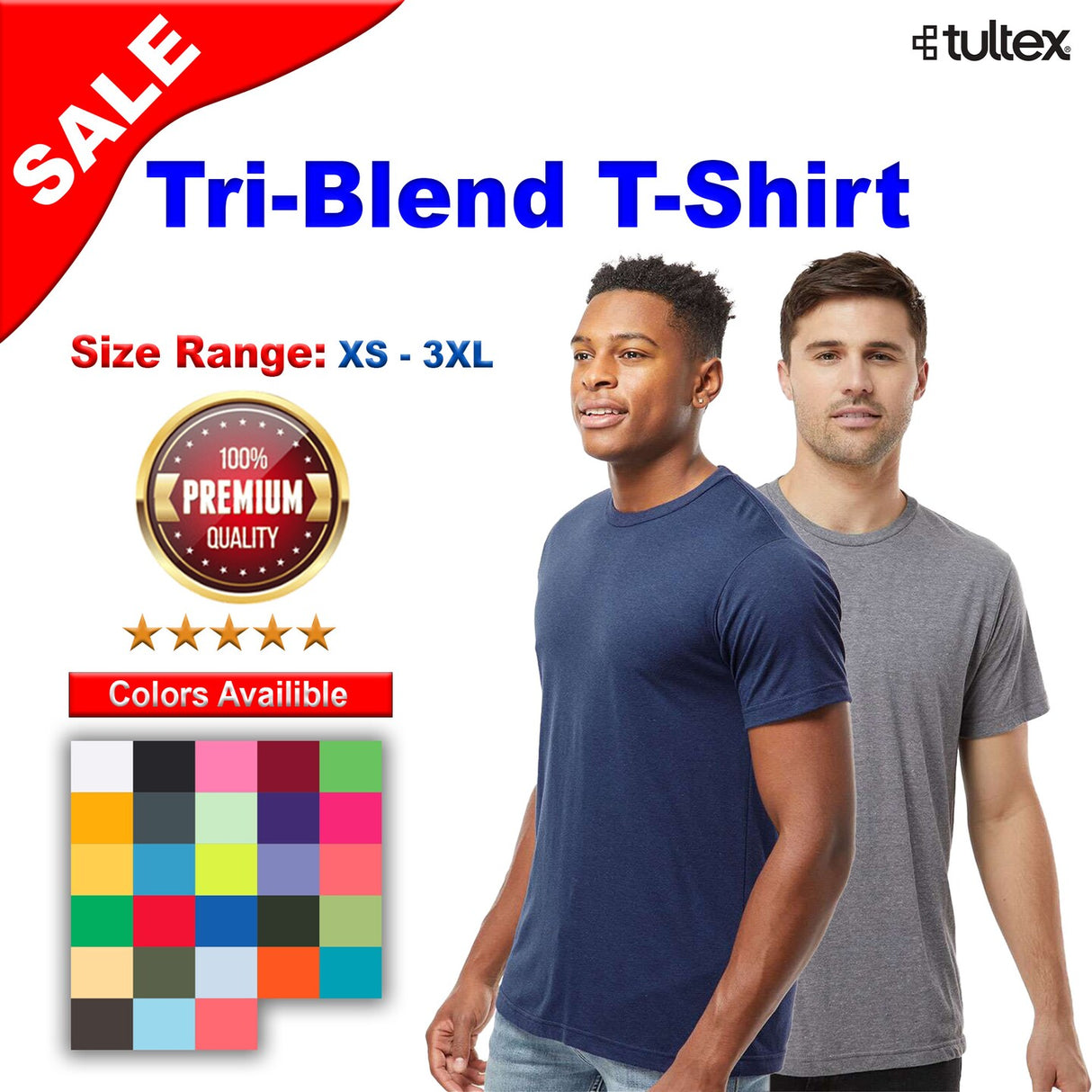 Tultex® Tri-Blend Short Sleeve Crew Neck T-Shirt