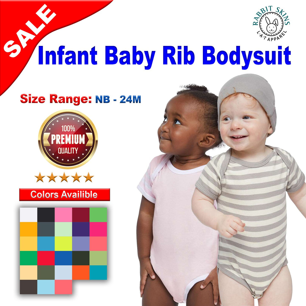 RADYAN® Infant Baby Rib Short Sleeve Bodysuit