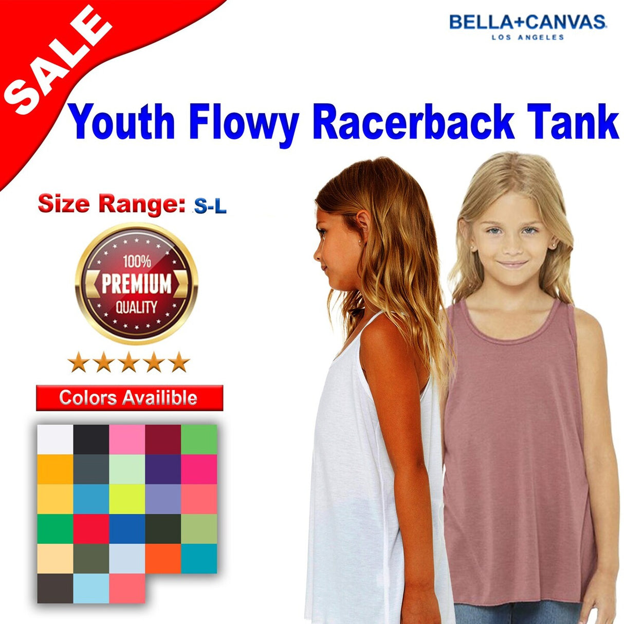 BELLA + CANVAS® Youth Flowy Racerback Tank - 8800Y