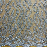 Beaded Lace Fabric on Polyester Net Mesh