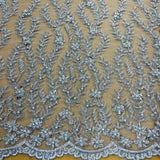 Beaded Lace Fabric on Polyester Net Mesh 50"