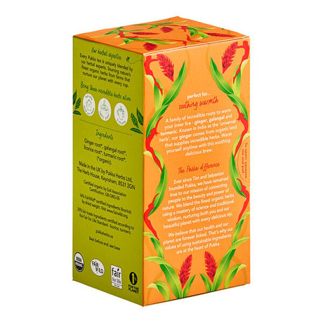 Pukka Organic Three Ginger Herbal Tea Bags - 80/Case