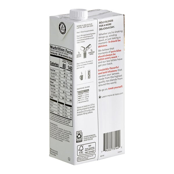 Tazo Espresso Chai Latte 1:1 Concentrate 32 fl. oz. - 6/Case