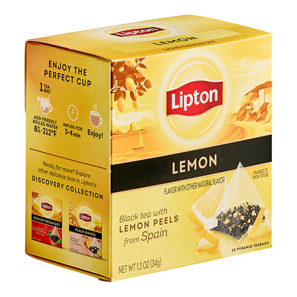 Lipton Lemon Black Pyramid Tea Bags - 80/Case