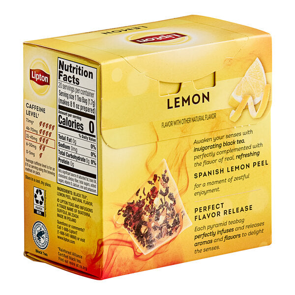 Lipton Lemon Black Pyramid Tea Bags - 80/Case