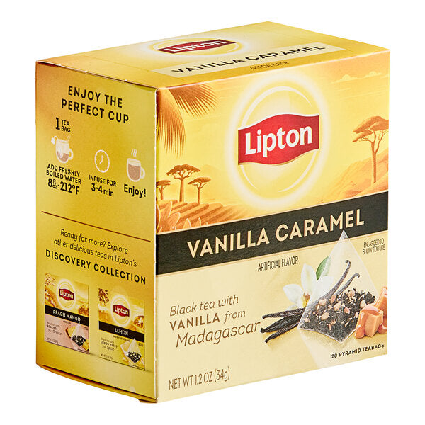 Lipton Vanilla Caramel Black Pyramid Tea Bags - 80/Case