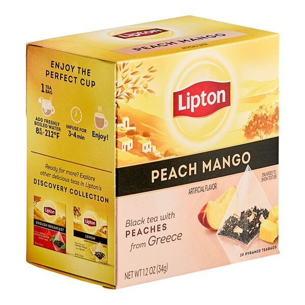 Lipton Peach Mango Black Pyramid Tea Bags - 80/Case