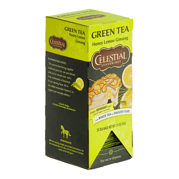 Celestial Seasonings Honey Lemon Ginseng Green Tea Bags - 25/Box
