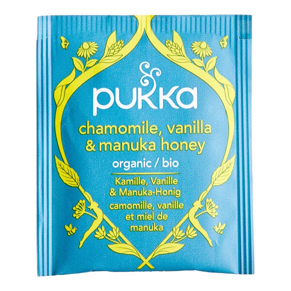 Pukka Organic Chamomile, Vanilla, and Manuka Honey Herbal Tea Bags - 80/Case