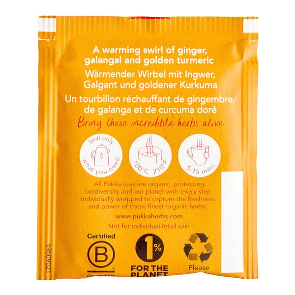Pukka Organic Three Ginger Herbal Tea Bags - 80/Case