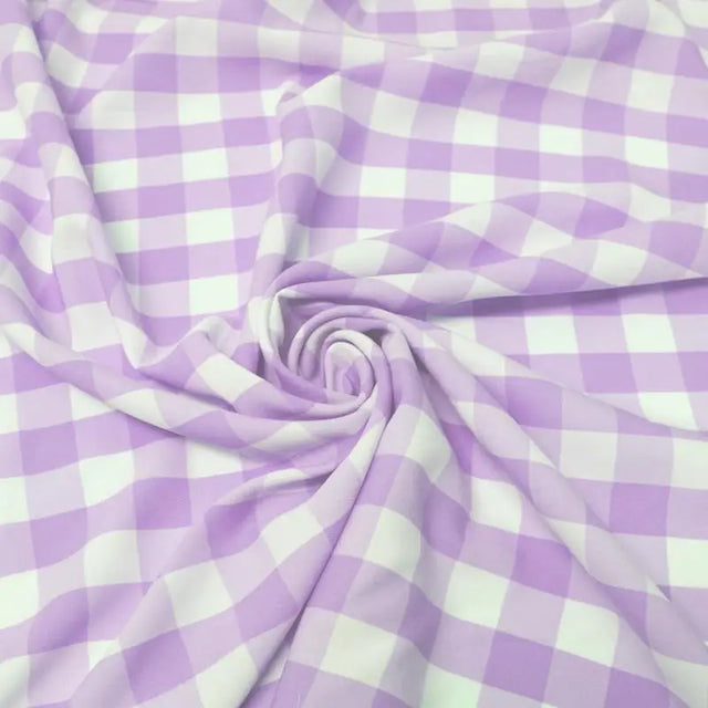 1″ inch Lavender Checkered Gingham Polyester Poplin Fabric