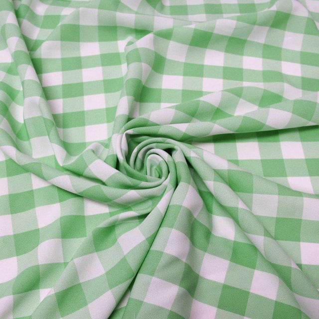 1″ inch Lime Checkered Gingham Polyester Poplin Fabric,