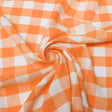 1″ inch Orange White Checkered Gingham Polyester Poplin Fabric,