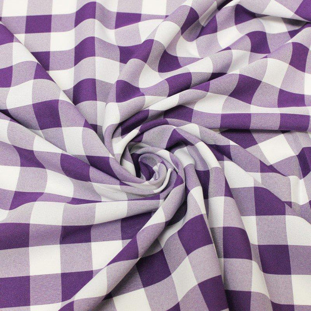 1″ inch Purple Checkered Gingham Polyester Poplin Fabric,