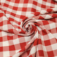 1″ inch Red White Checkered Gingham Polyester Poplin Fabric,
