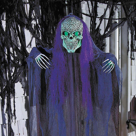 47 1/4 Inch Light Up Hanging Black Gray Reaper Halloween Decoration