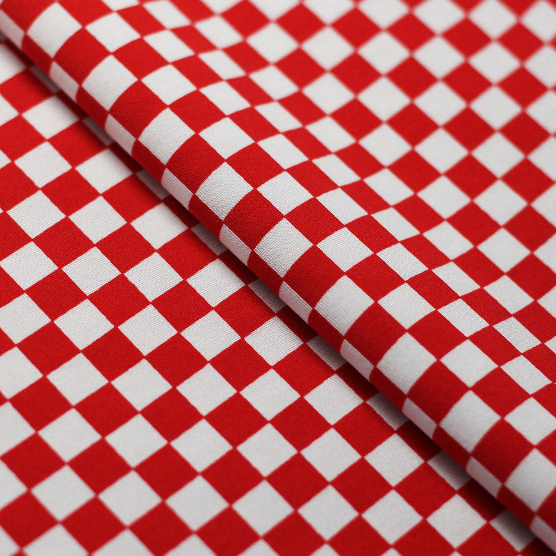 Motion Prints Mini Check Polyester Spandex Fabric - Red/White Mini Check Plaid, 58/60" Width (1 Yard)
