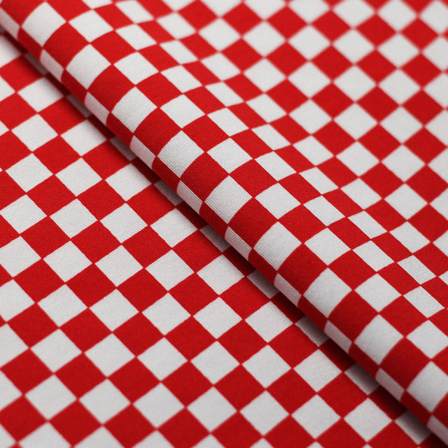 Motion Prints Mini Check Polyester Spandex Fabric - Red/White Mini Check Plaid, 58/60" Width (1 Yard)