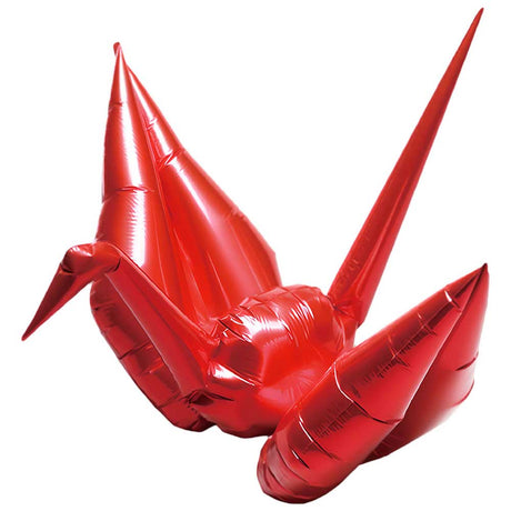 Foil Balloon Origami Crane Metallic Red