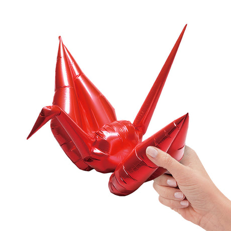 Foil Balloon Origami Crane Metallic Red