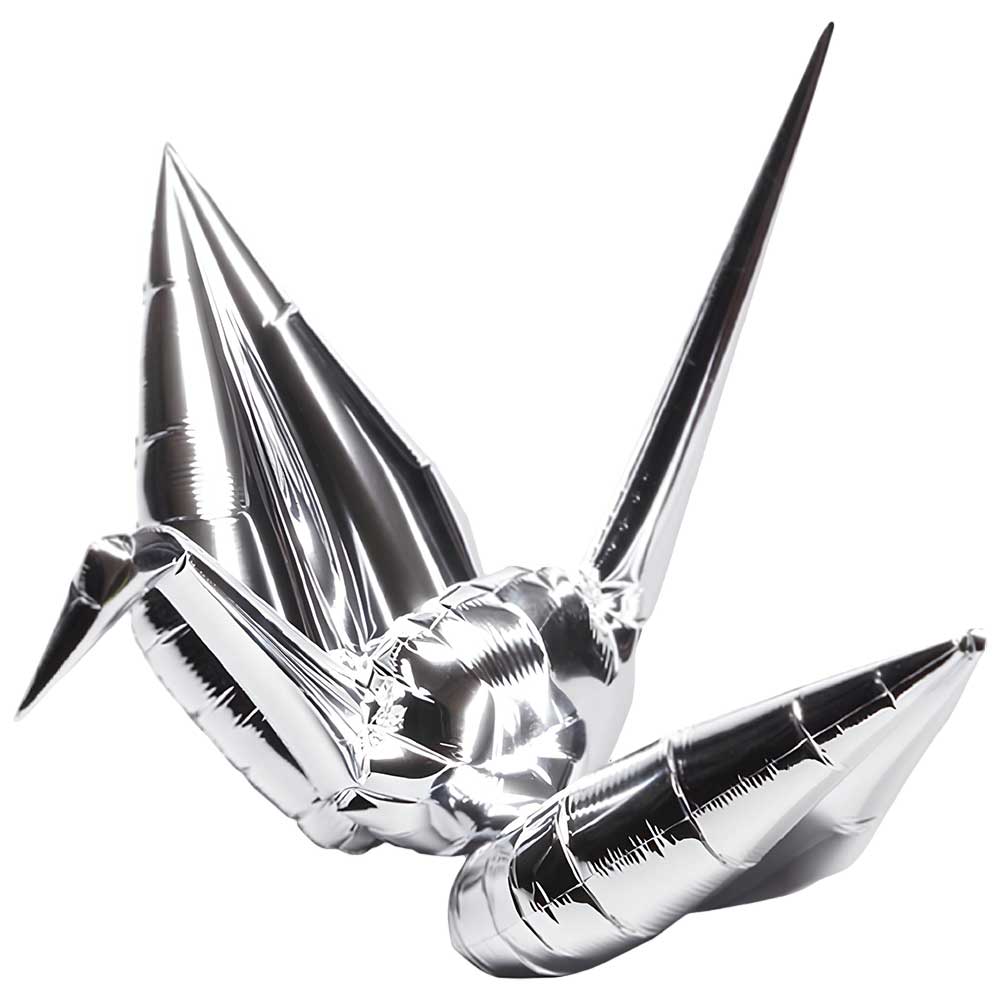 Foil Balloon Origami Crane Metallic Silver 15 Inch