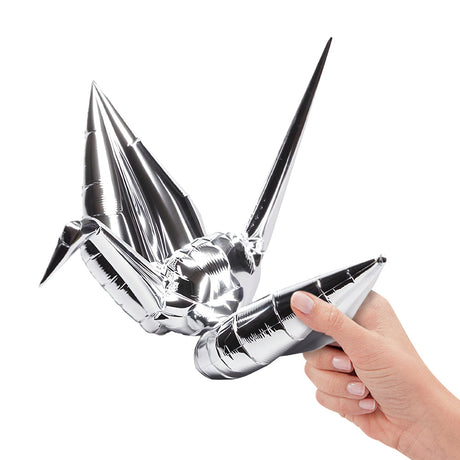 Foil Balloon Origami Crane Metallic Silver 15 Inch