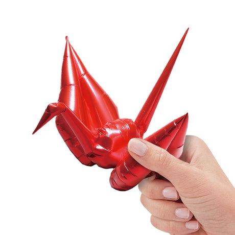 Foil Balloon Origami Crane Metallic Red