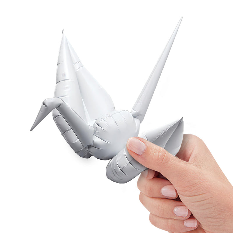 Foil Balloon Origami Crane Metallic White