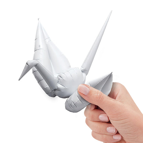 Foil Balloon Origami Crane Metallic White
