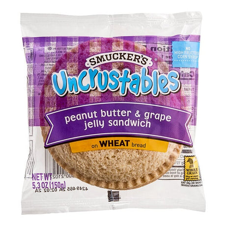 Smucker's Uncrustables Grape Jelly and Peanut Butter Whole Wheat Sandwich 5.3 oz. - 72/Case