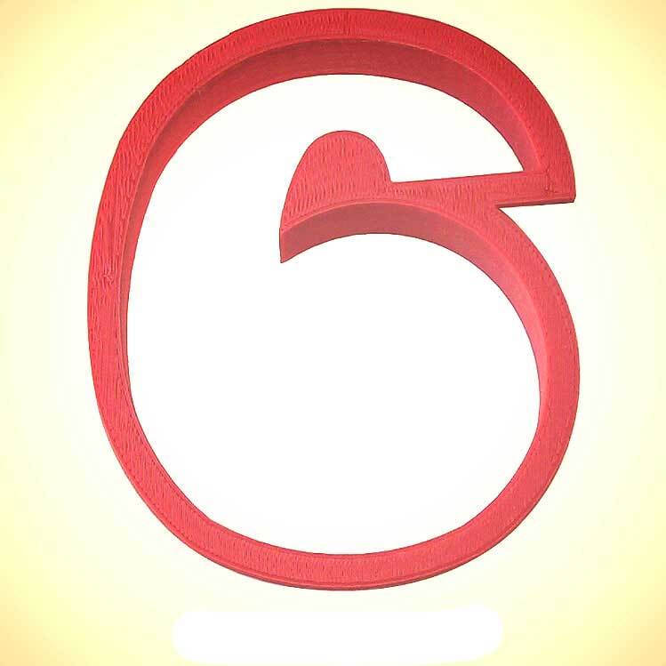 Number Six Cookie Cutter 4 in PC0106