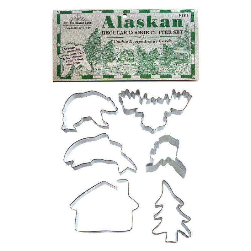 6-piece Alaska-themed cookie cutter set with recipe