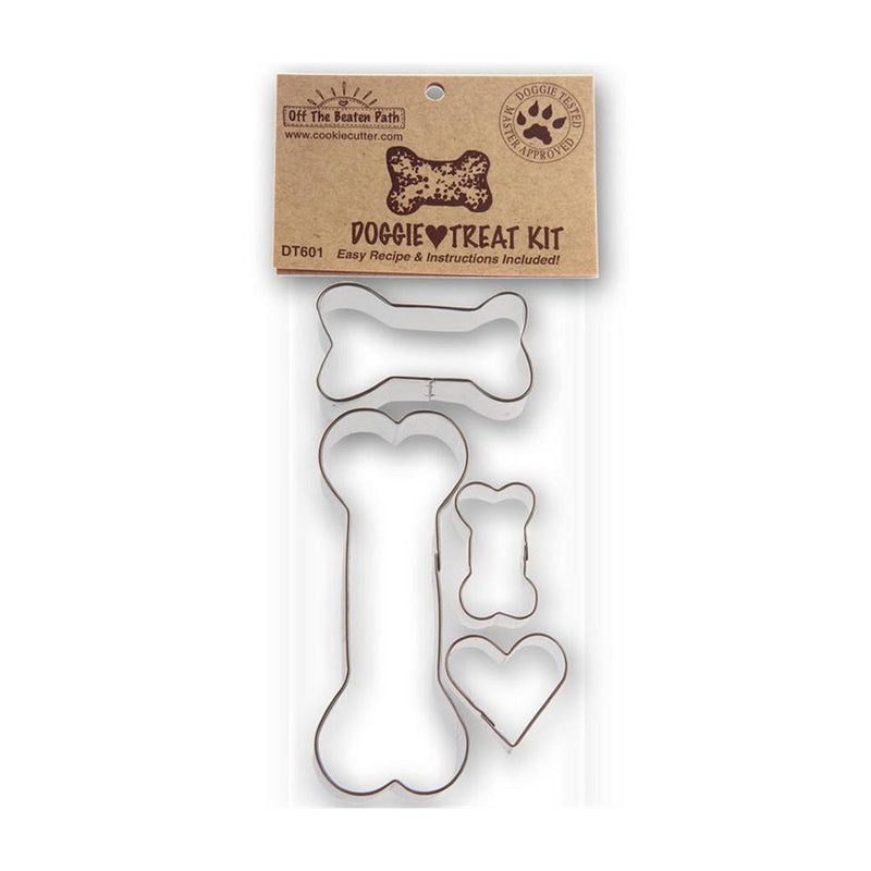 four-piece tin doggie treat cookie cutter kit