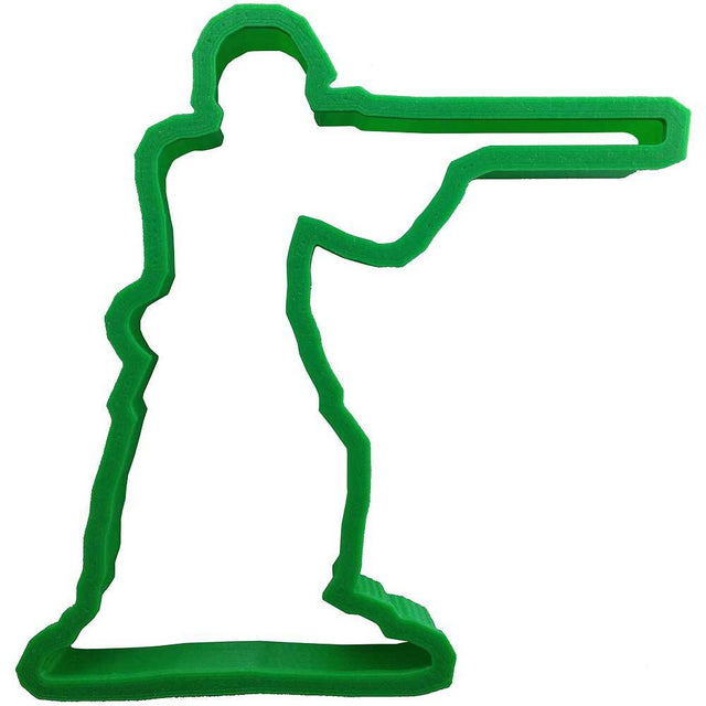 Green Army Man Standing Rifle Plastic Cookie Cutter 4" CC115