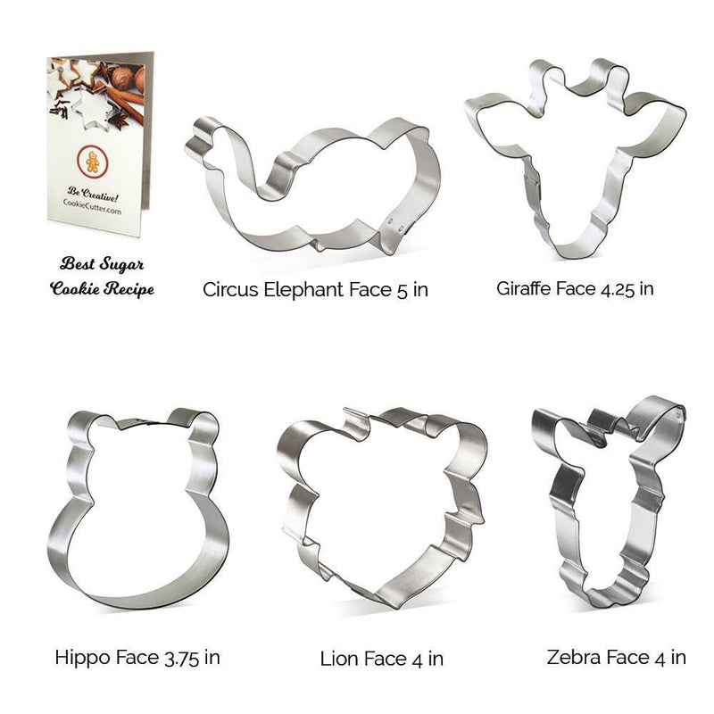 RADYAN Jungle Safari Animal Faces Cookie Cutter Set for Zoo Themed Baking product image clearly displaying the product.