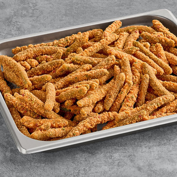 Fred's Fancy Fries Breaded Spicy Green Beans 2 lb. - 6/Case