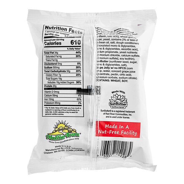 SunWise Individually Wrapped SunButter and Grape Crustless Sandwich 5.2 oz. - 48/Case