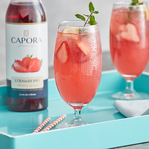 Capora Strawberry Flavoring Syrup 750 mL - 6/Case