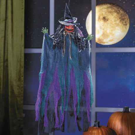 27 1/2" Hanging Pumpkinhead Scarecrow with Hat