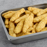 Brakebush SmartShapes Tater Chip Strip 1.25 oz. Fully Cooked Breaded Chicken Breast Strips - 128/Case