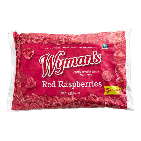 Wyman's Frozen Red Raspberries 5 lb. - 2/Case