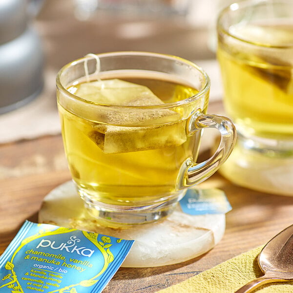 Pukka Organic Chamomile, Vanilla, and Manuka Honey Herbal Tea Bags - 80/Case