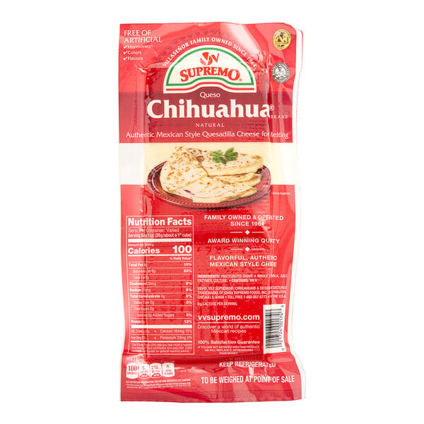 V&V Supremo Queso Chihuahua Quesadilla Cheese 5.6 lb. Block - 2/Case