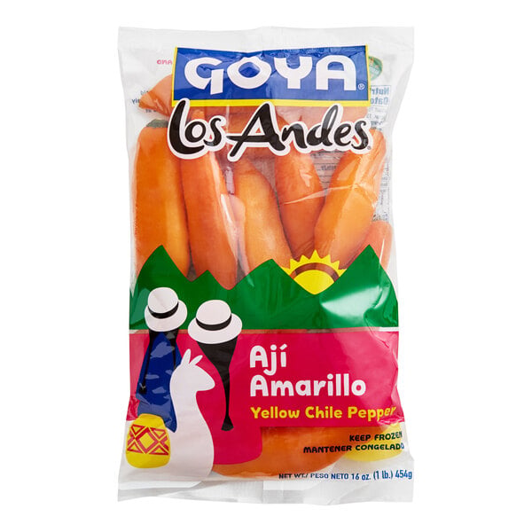 Goya Los Andes IQF Aji Amarillo Yellow Hot Peppers 1 lb. - 12/Case