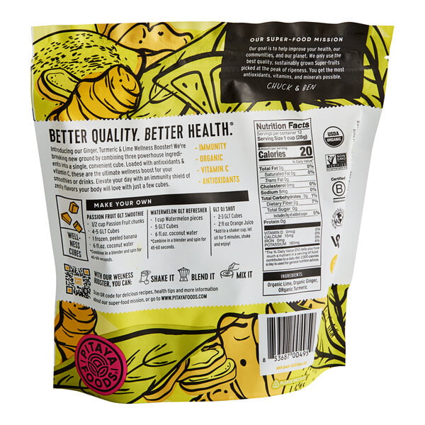 Pitaya Foods IQF Organic Ginger Lime Turmeric Wellness Cubes 12 oz. - 8/Case