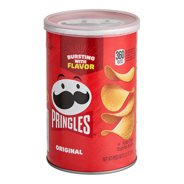Pringles Original Potato Crisps Grab-and-Go Can 2.3 oz. - 12/Case