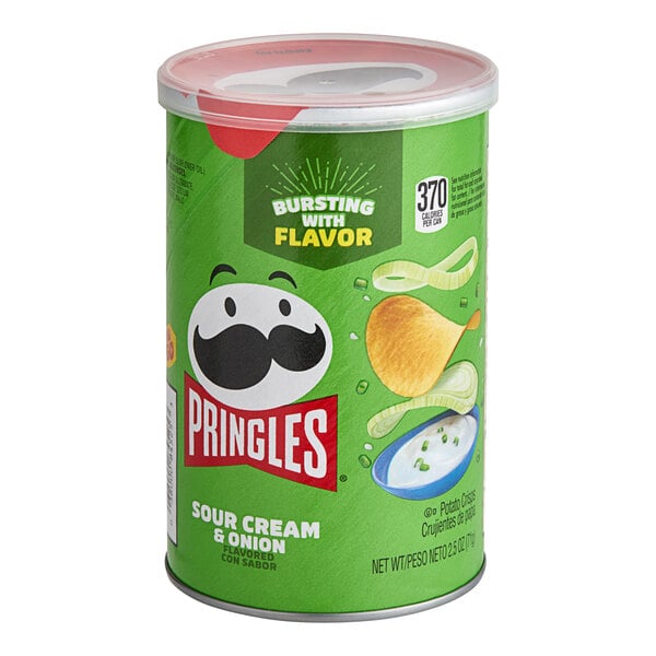 Pringles Sour Cream and Onion Potato Crisps Grab-and-Go Can 2.5 oz. - 12/Case